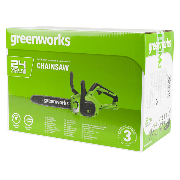 Аккумуляторная пила цепная GreenWorks G24CS25K2, 24 В, 25 см, c 1хАКБ 2Ач и ЗУ 2007707UA