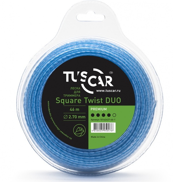 Леска Tuscar Square Twist DUO, Premium, 2.7mm*46m 10142427-46-1