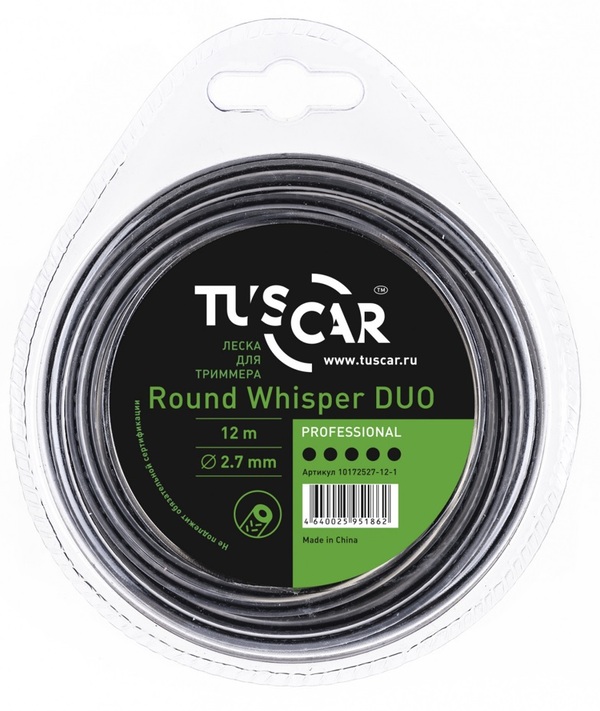 Леска TUSCAR Round Whisper DUO, Professional, 2.7mm*12m 10172527-12-1