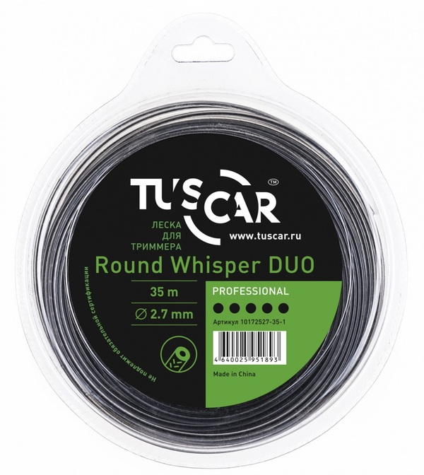 цена Леска TUSCAR Round Whisper DUO, Professional, 2.7mm*35m 10172527-35-1