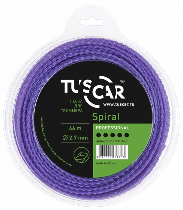 Леска TUSCAR Spiral, Professional, 2.7mm*46m 10131527-46-1