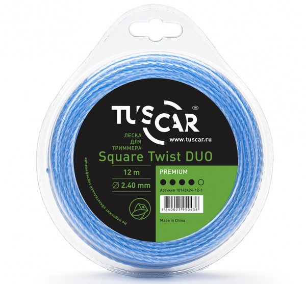 Леска Tuscar Square Twist DUO, Premium, 2.4mm*12m 10142424-12-1