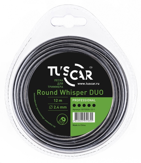 цена Леска TUSCAR Round Whisper DUO, Professional, 2.4mm*12m 10172524-12-1