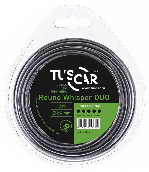 Леска Tuscar Round Whisper DUO, Professional, 2.4mm*12m 10172524-12-1