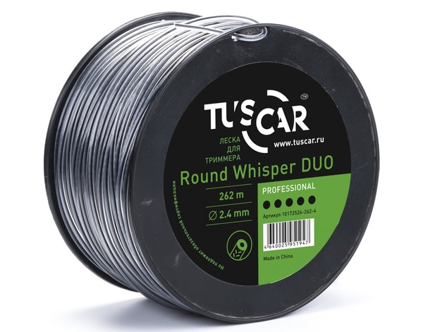 цена Леска TUSCAR Round Whisper DUO, Professional, 2.4mm*262m 10172524-262-4