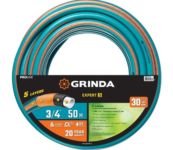 Шланг Grinda PROLine Expert 3/4' 50м 30атм 5слоев 429007-3/4-50 шланг grinda proline expert 1 2 50м 35атм 5слоев 429007 1 2 50