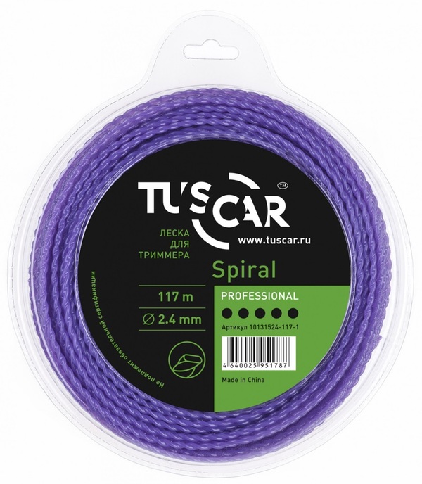 Леска TUSCAR Spiral, Professional, 2.4mm*117m 10131524-117-1