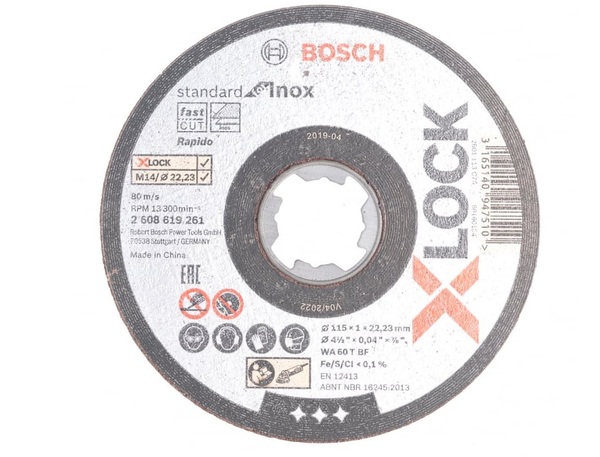 Круг отрезной Bosch Standadt for Inox X-Lock 115*1*22,23мм 2608619261