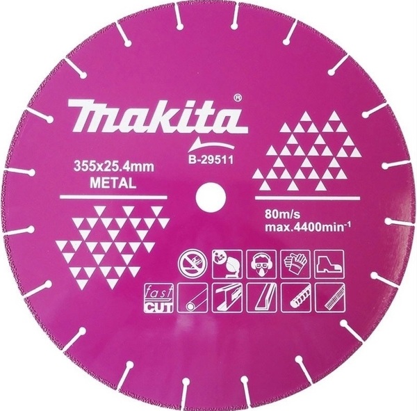 Диск алмазный по металлу Makita 355*25,4*3,5мм быстрый рез B-29511 диск алмазный makita standart 180x22 23 25 4мм b 28020
