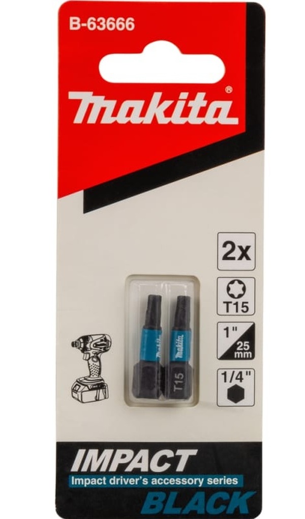 Бита Makita Impact Black C-form T15*25мм (2шт) B-63666