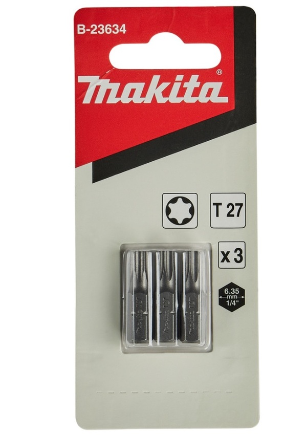 Бита Makita C-form T27*25мм 3шт B-23634 насадка makita hex2 0 c form 25мм 3шт b 23678