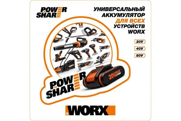 Аккумуляторные ножницы для травы и кустов WORX WG801E.5