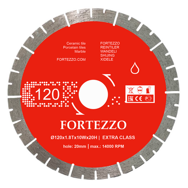 

Диск алмазный FORTEZZO 120*20*1,8мм, FORTEZZO