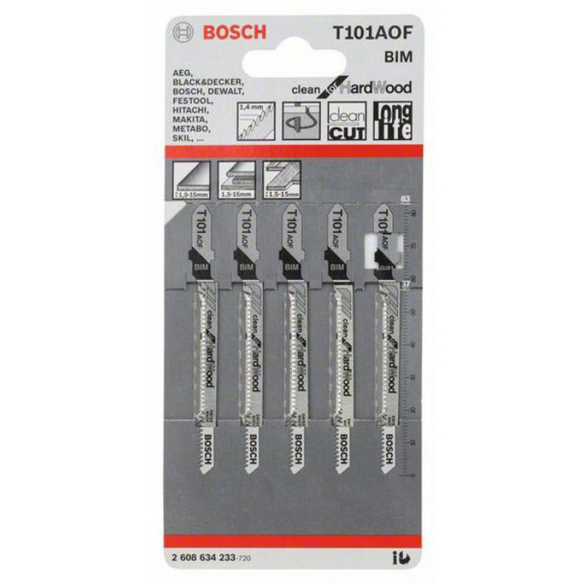 Пилки для лобзика Bosch T101AOF BIM  5шт  2608634233