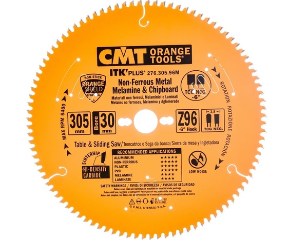 Диск пильный по алюминию CMT 305*2.8/2.0*30 Z96 TCG NEG -6° 276.305.96M