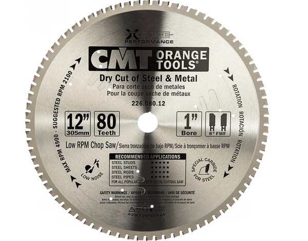 Диск пильный по стали CMT 305*25,4*2,2/1,8 0° 8° FWF  Z=80  226.080.12