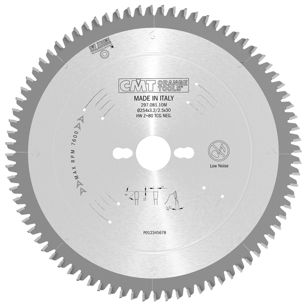 Диск пильный CMT 254*30*3,2/2,5  -5° TCG Z=80  297.081.10M