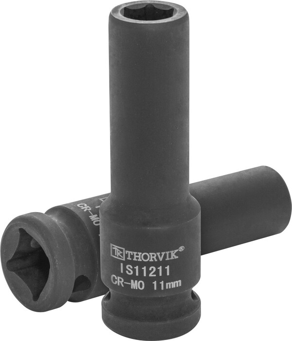 Головка торцевая ударная Thorvik глубокая 1/2"DR, 11 мм IS11211