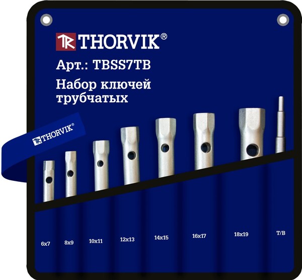 Набор ключей трубчатых в сумке, Thorvik 6-19 мм, 7 предметов TBSS7TB