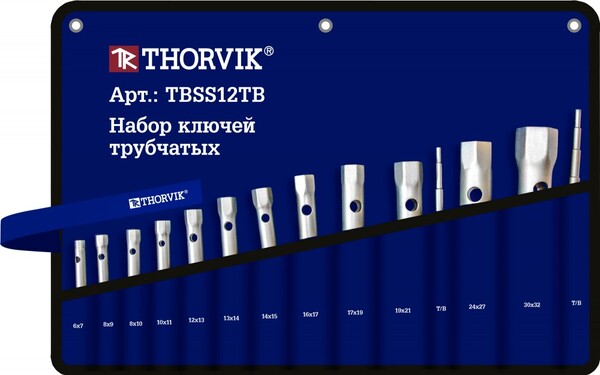 Набор ключей трубчатых в сумке, Thorvik 6-32 мм, 12 предметов TBSS12TB