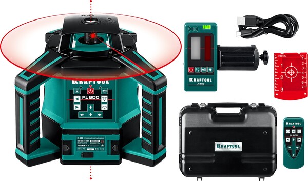 Нивелир лазерный ротационный KRAFTOOL RL600, 600м 34600_z01