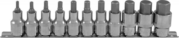 Набор насадок торцевых Ombra 1/2"DR с вставками-битами шестигранными на держателе, H4-H19, 11 предметов 912211