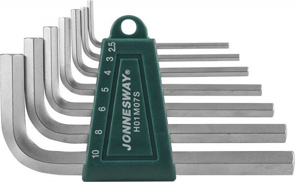 Комплект угловых шестигранников JONNESWAY 2,5-10мм, 7 предметов S2 материал H01M07S