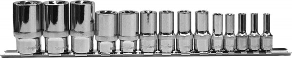Набор головок торцевых глубоких Ombra 1/4", 3/8", 1/2"DR на держателе, внешний TORX®, E4-E24, 14 предметов 910714
