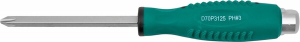Отвертка стержневая крестовая, ударная, силовая под ключ, PH JONNESWAY 3х125 D70P3125