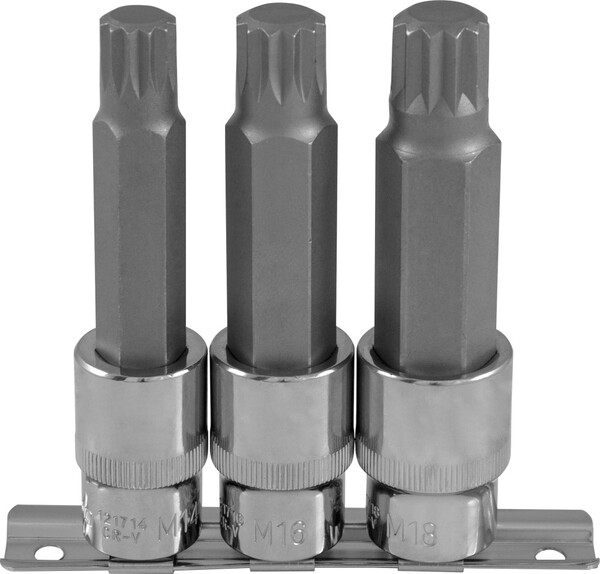Набор насадок торцевых Ombra 1/2"DR с вставками-битами SPLINE на держателе, M14-M18, 100 мм, 3 предмета 921703