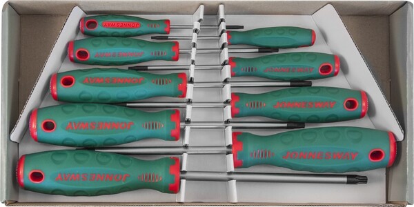 Набор отверток стержневых TORX® ANTI-SLIP GRIP, JONNESWAY 9 предметов D71T109S