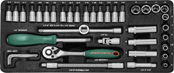 Набор головок торцевых Jonnesway 1/4"DR, 4-13 мм, 41 предмет S04H2141S