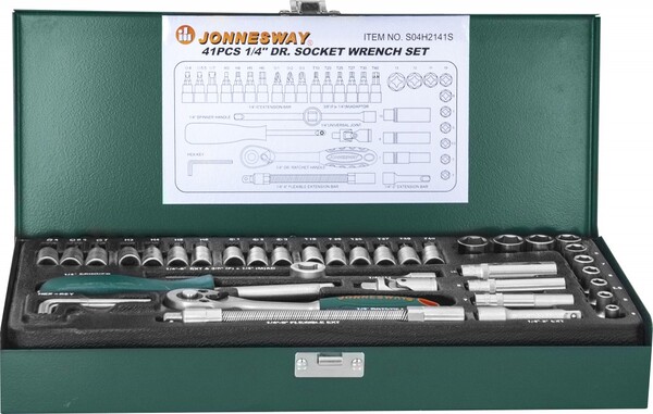 Набор головок торцевых Jonnesway 1/4"DR, 4-13 мм, 41 предмет S04H2141S