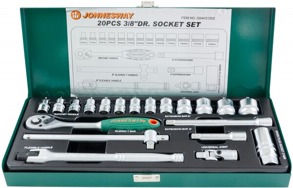 Набор головок торцевых Jonnesway 3/8"DR, 6-23 мм, 20 предметов S04H3120S