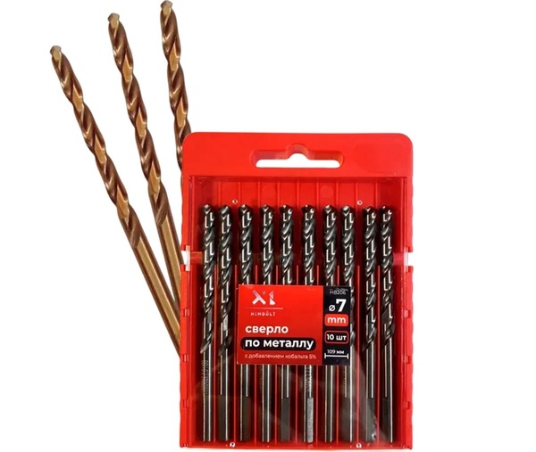 Сверло по металлу кобальтовое HIMBOLT 5% P6M5K5 7,0мм 10 шт.бокс HB206шт