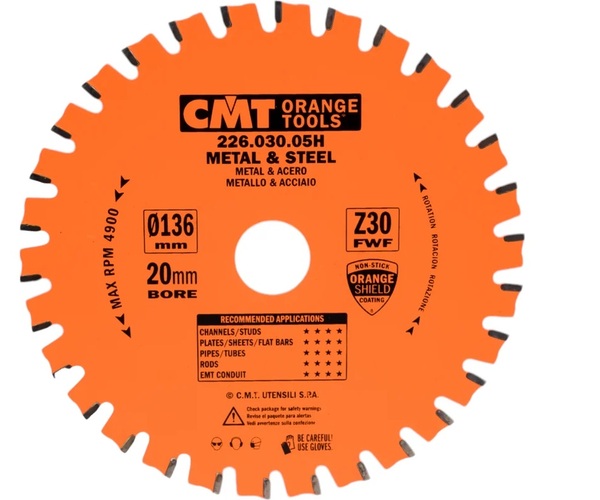 Диск пильный CMT 136,5x20x1,5/1,2 0° FWF Z=30 226.030.05H