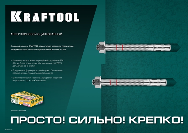 Анкер клиновой KRAFTOOL ETA Опция 7, М20 х 270, 10 шт 302184-20-270