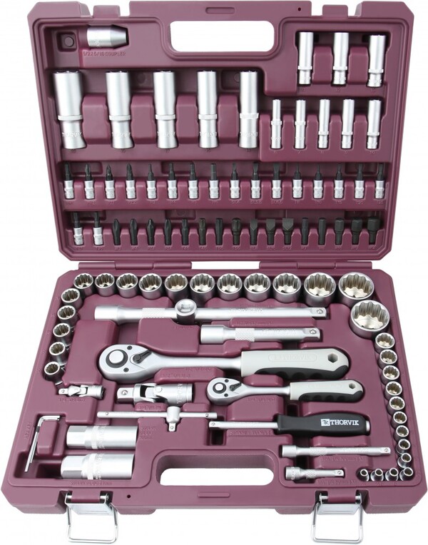 Набор инструмента Thorvik 1/4", 1/2"DR с головками торцевыми 12-гранными, 94 предмета TS094/12 54010