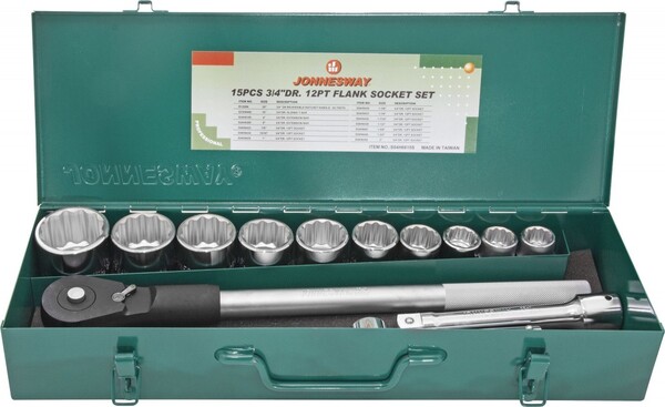 Набор головок торцевых дюймовых  Jonnesway 3/4"DR, SAE 7/8"--2", 15 предметов S04H6615S 048501