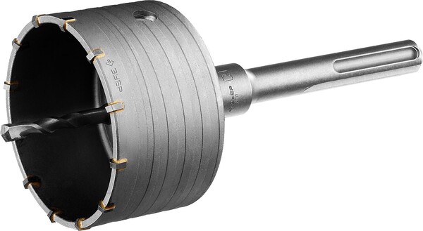 Коронка по бетону Зубр Профессионал с державкой 100мм SDS-max 12Т 2918-100