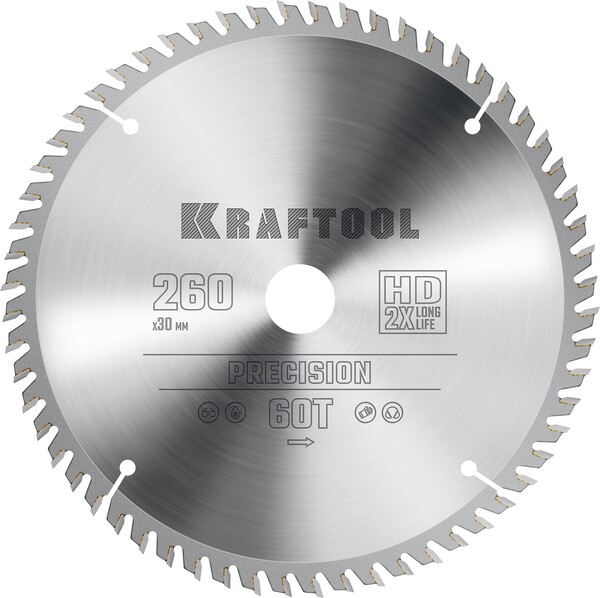 Пильный диск по дереву Kraftool Precision 260*30мм 60Т 36952-260-30