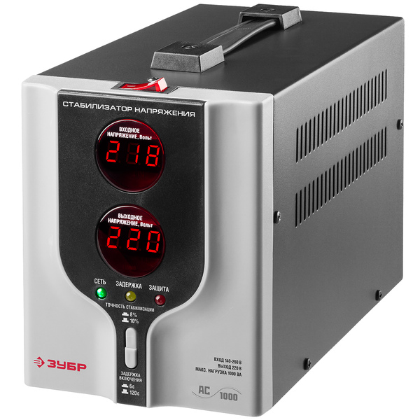 Стабилизатор напряжения автоматический ЗУБР Профессионал 1000ВА, 1 кВт 59375-1