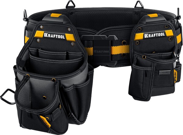 Пояс монтажника KRAFTOOL KBS-3 в комплекте: пояс, большая и малая сумки  38762 