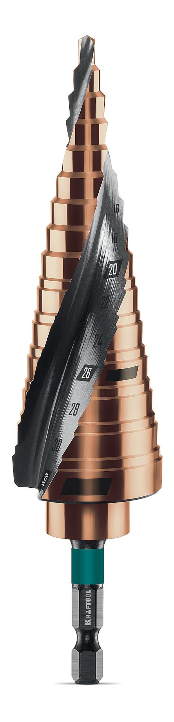 Сверло ступенчатое Kraftool COBALT 4-32мм 15ступеней азотирование 29691-4-32-15