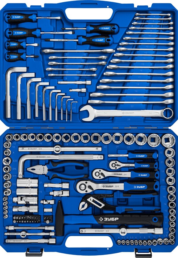Набор инструмента универсальный ЗУБР Профессионал Универсал-142, 142 предм., (1/2″+ 3/8″+ 1/4″) 27670-H142