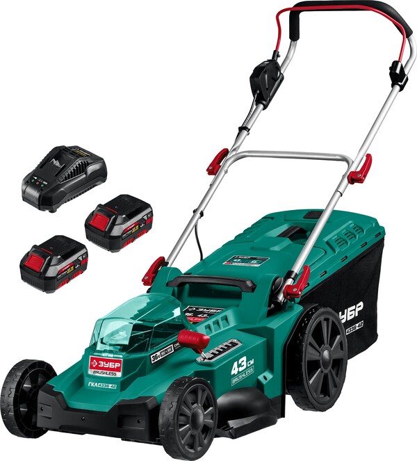 Аккумуляторная газонокосилка Зубр С1-18 36В 43см 2*18В АКБ (4 А·ч) ГКЛ-4336-42