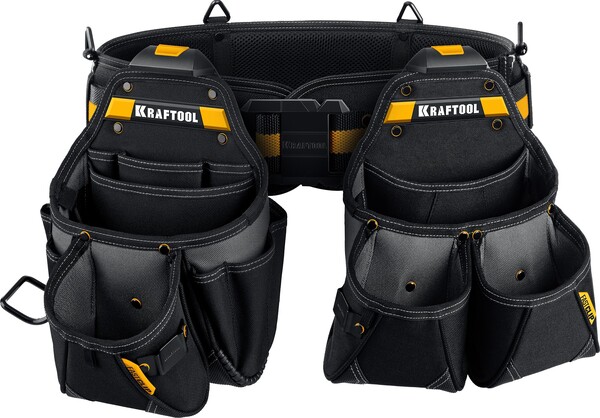 Пояс монтажника Kraftool KBS-5 в комплекте:пояс монтажника и 2 большие сумки 38761