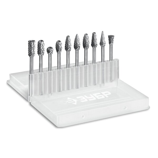 Набор борфрез твердосплавных Зубр ПРОФЕССИОНАЛ хв-к 3мм 10шт 28816-H10