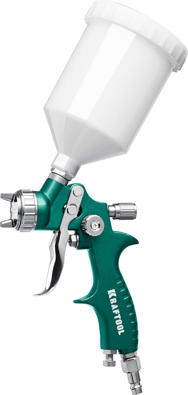Краскораспылитель пневматический KRAFTOOL AirFlat, LVLP, 1.4 мм, с верхним бачком 06524-1.4