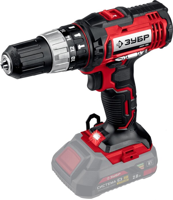 Аккумуляторная дрель-шуруповерт Зубр С1-18 18В 40Н·м без АКБ ДШУ-185